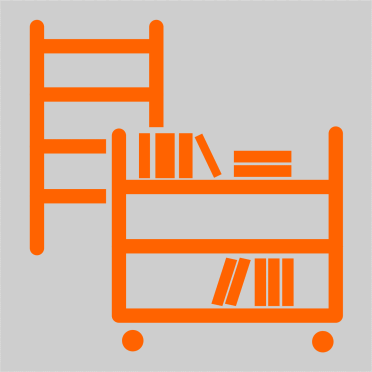 Wózki na książki, drabinki, podesty, meble biblioteczne