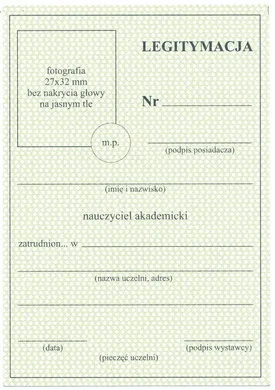 Legitymacja nauczyciela akademickiego