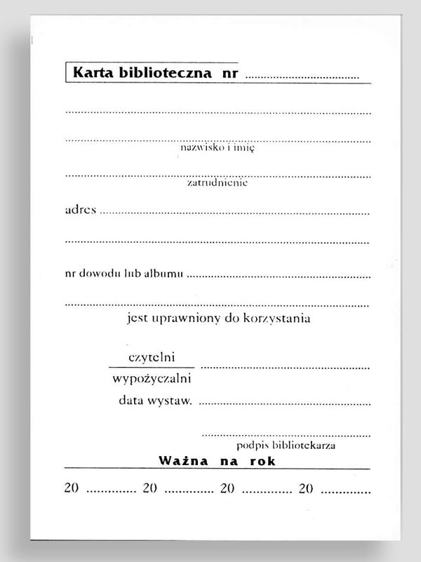 Karta biblioteczna PUB-191.