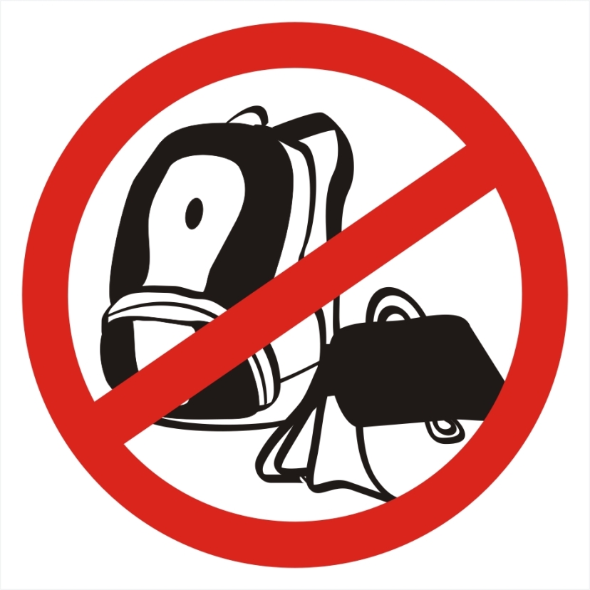 Piktogram - zakaz wnoszenia toreb / plecaków 