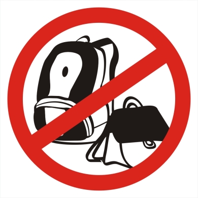 Zakaz wnoszenia toreb / plecaków - piktogram