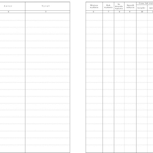 Księga Inwentarzowa Księgozbioru Podręczników i Broszur - wzór